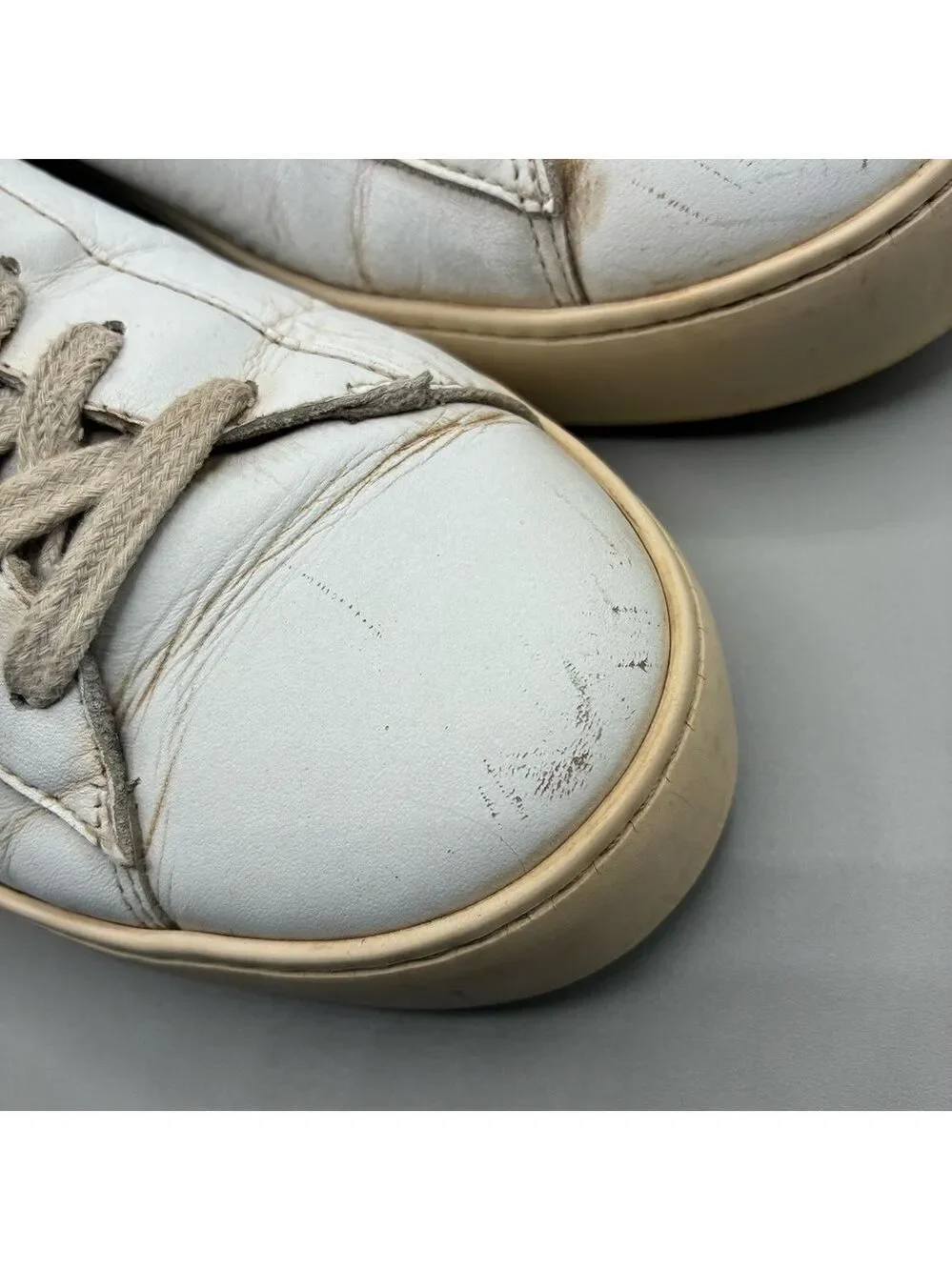 AllSaints Shana Low Top Sneakers Women’s 9 White Leather Lace Up Shoes WF657X